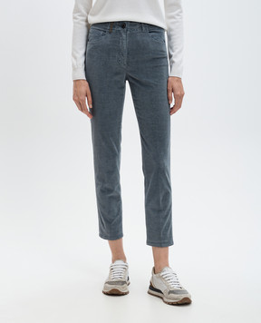 Peserico Gray corduroy trousers with logo P04977T303646
