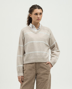 Brunello Cucinelli Beige pullover with wool and sequins MSP710602P