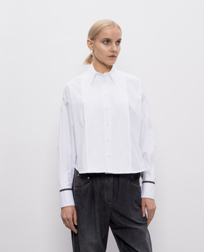 Brunello Cucinelli White shirt with a monil chain M0091RB416
