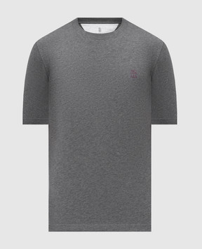 Brunello Cucinelli Gray T-shirt with heraldic emblem print M0B138440