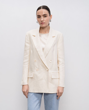 Peserico Beige double-breasted linen jacket S0116702606
