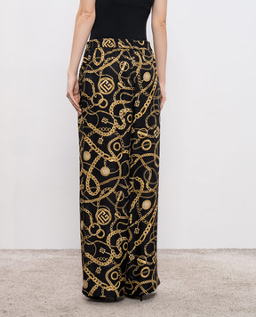 Balmain Black printed silk pants FF1PQ240SF12