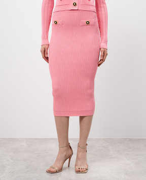 Balmain Pink ribbed midi skirt EF1LD022KI10