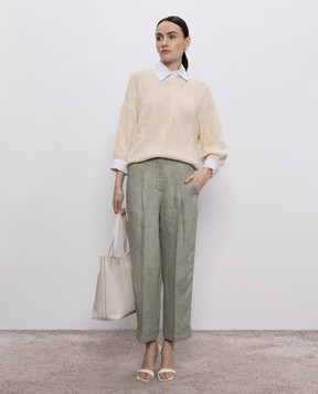 Peserico Green linen pants P0403502603