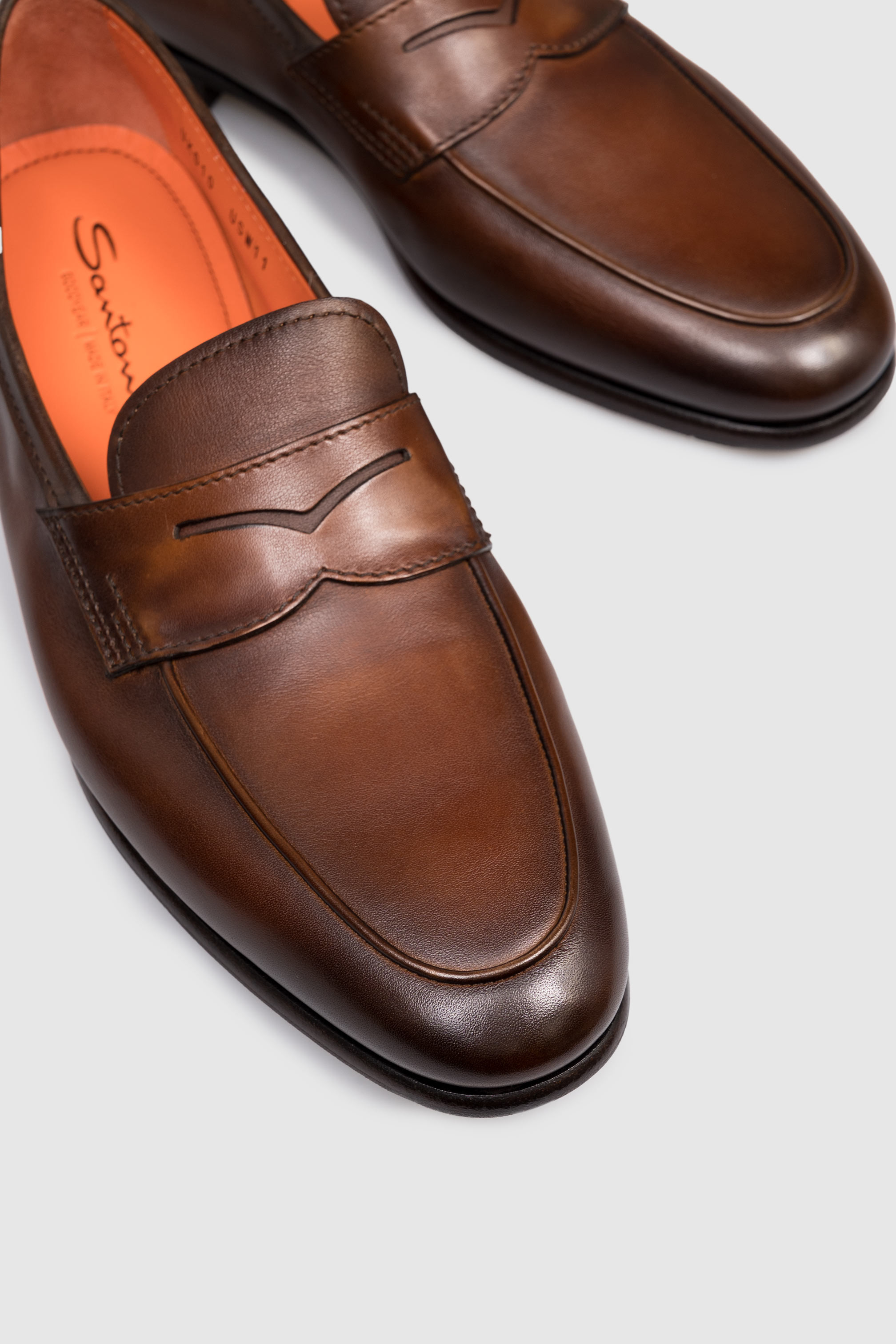 

Brown leather loafers Santoni
