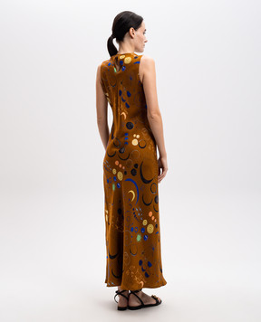 Asceno Valencia printed silk midi dress in brown D020F04C436