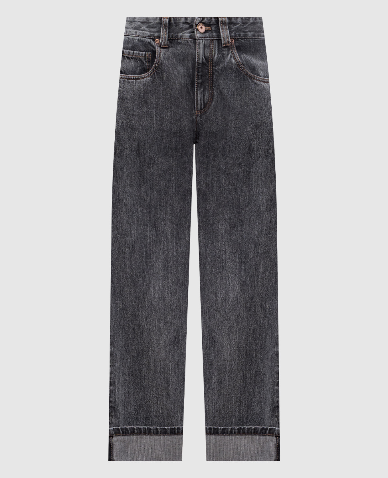 

Grey Crop Jeans with Logo Brunello Cucinelli