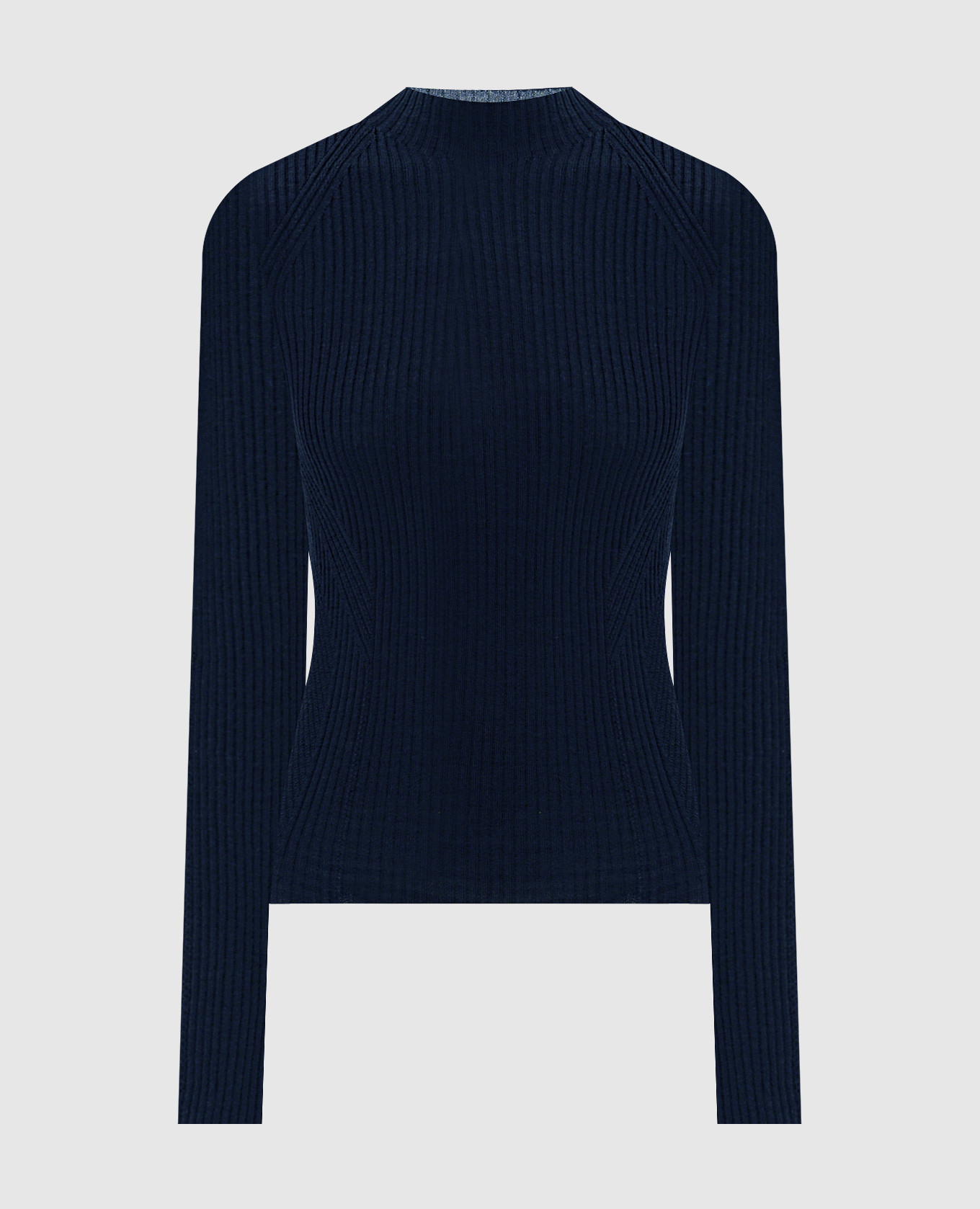 Blue ribbed wool golf shirt Twinset