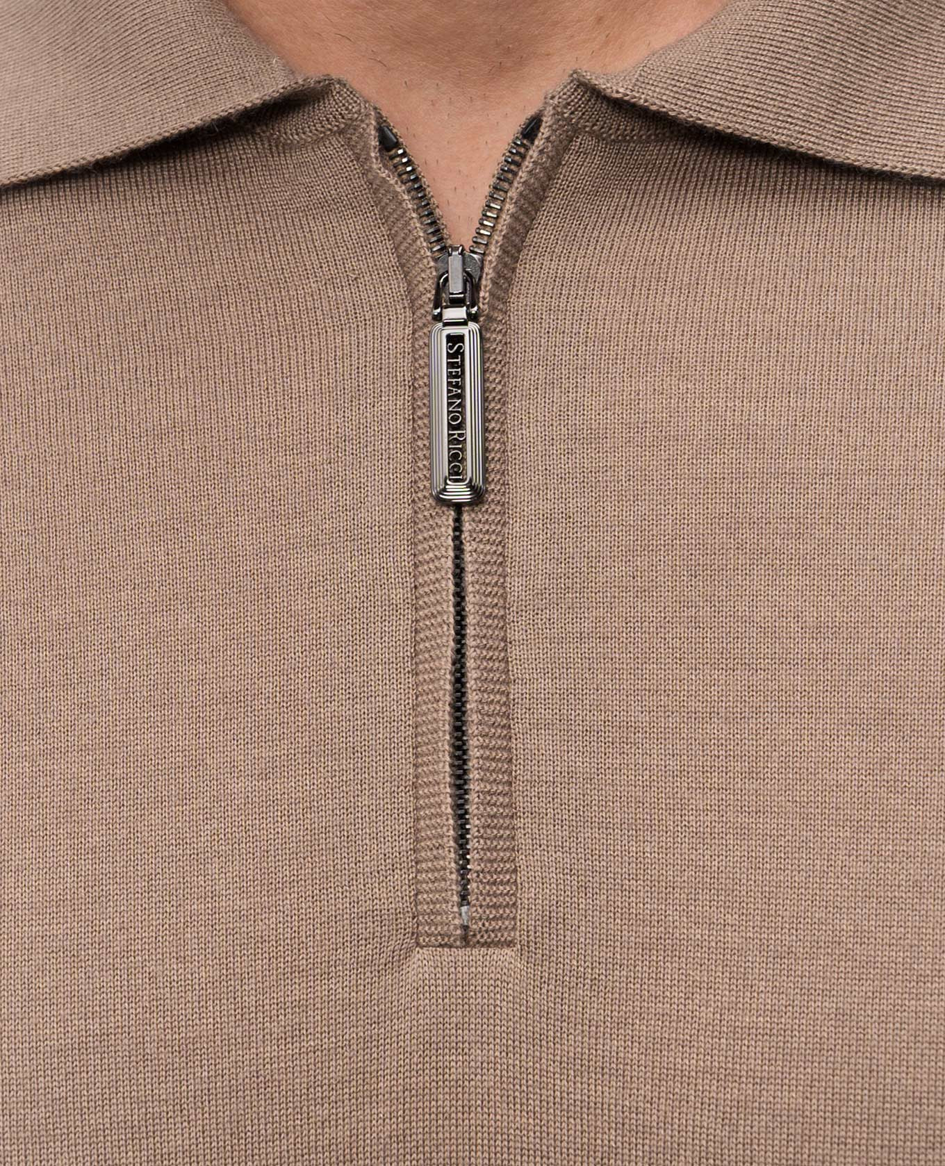

Brown silk and cashmere polo shirt Stefano Ricci