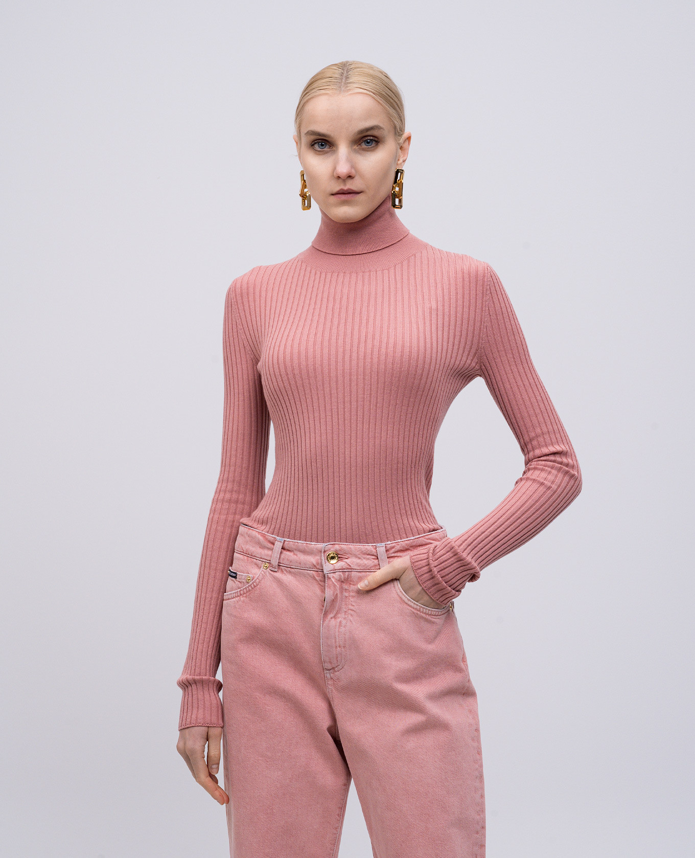 

Pink ribbed wool turtleneck Dolce&Gabbana