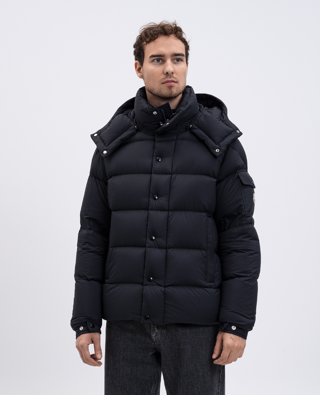 Black Vezere down jacket with logo Moncler 3
