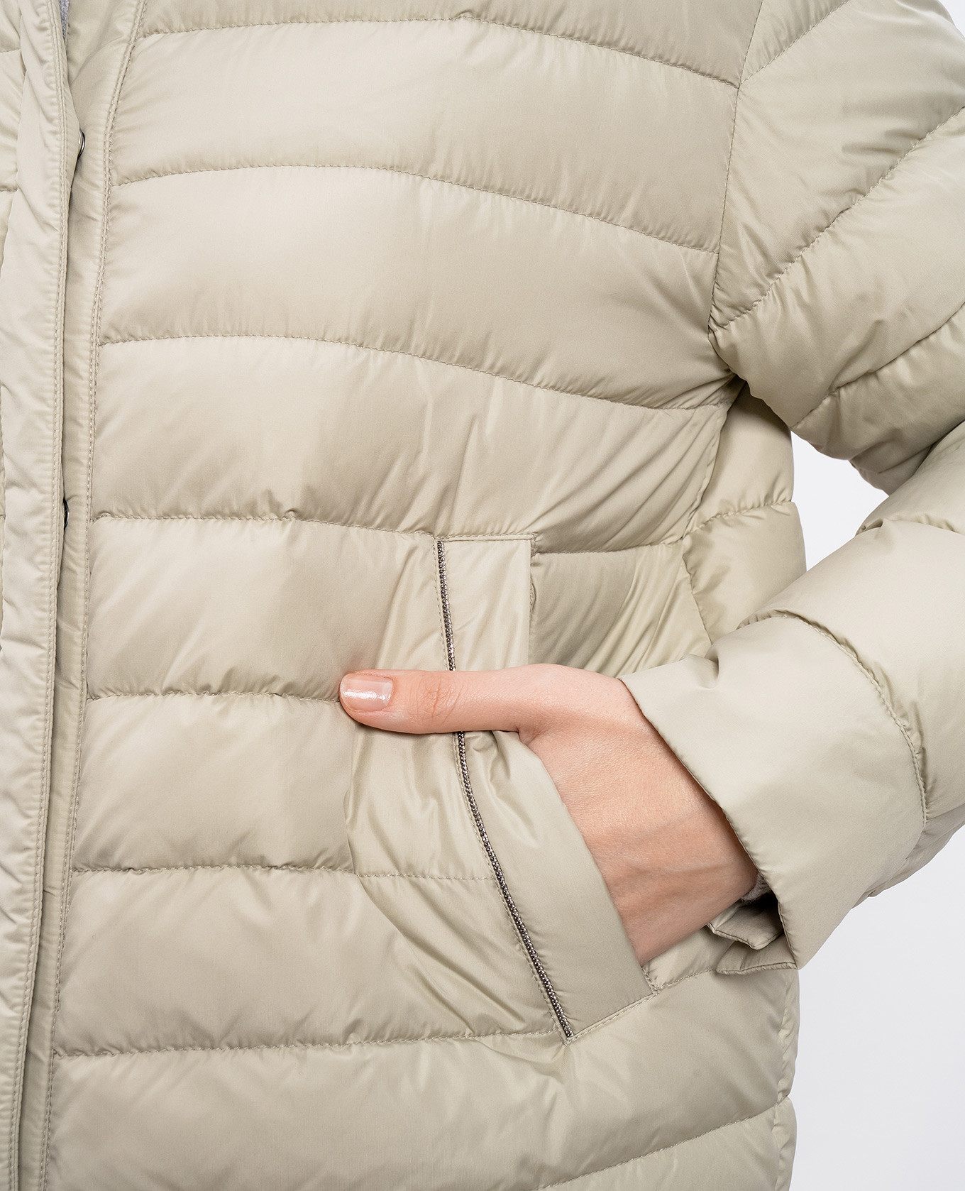 

Green down jacket with monil chain Peserico