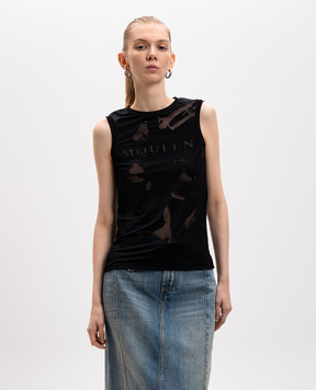 Alexander McQueen Black top with transparent inserts 815574QCAL0