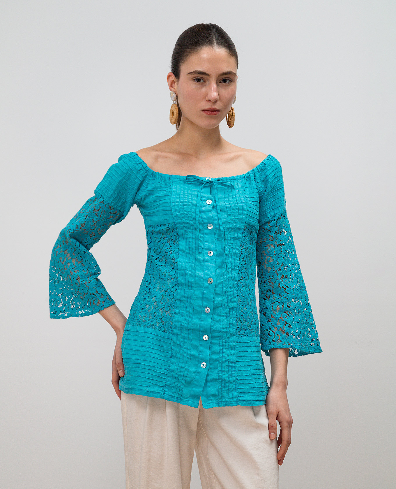 

Blue linen blouse Temptation Positano, Light blue