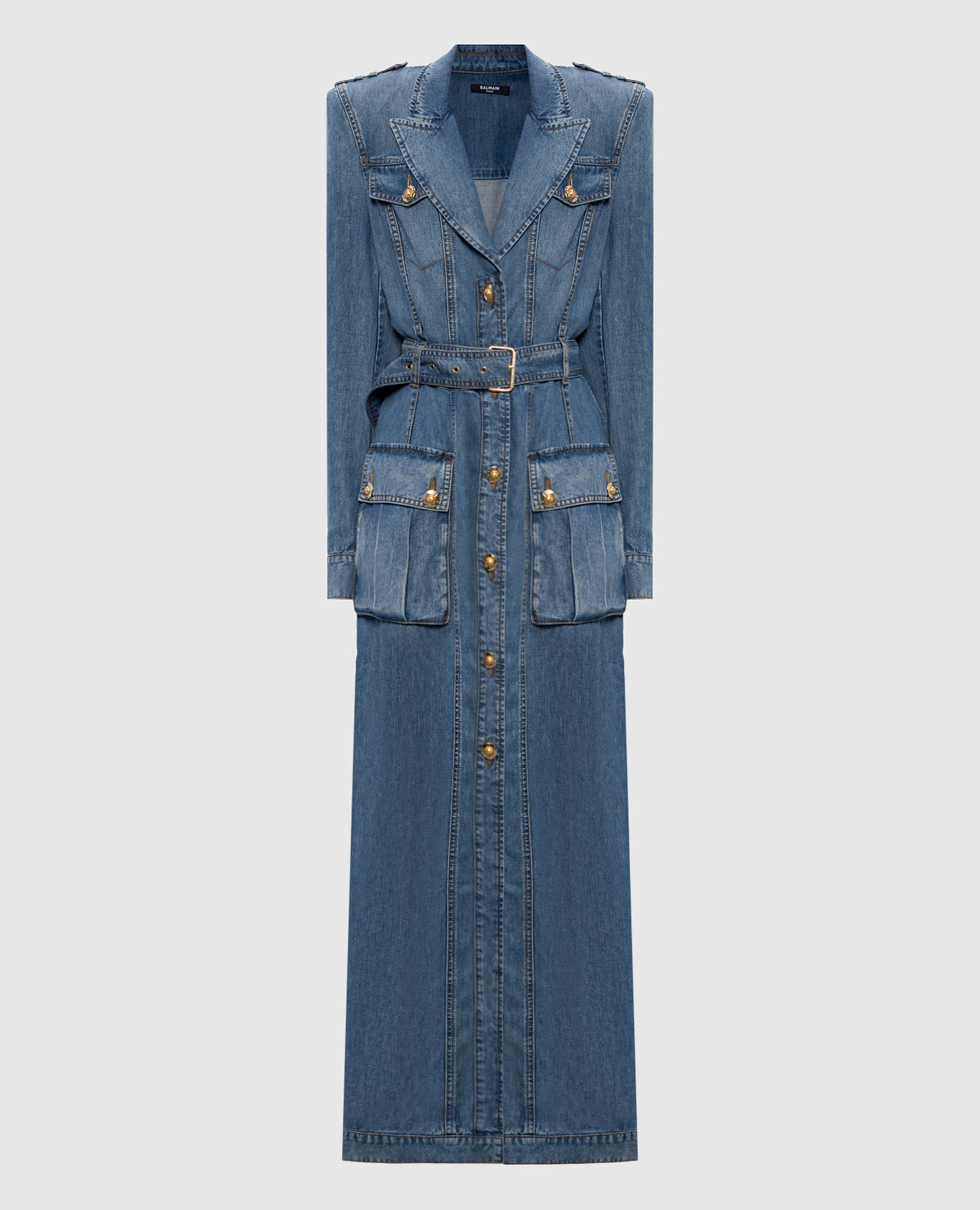 Blue denim shirt dress Balmain