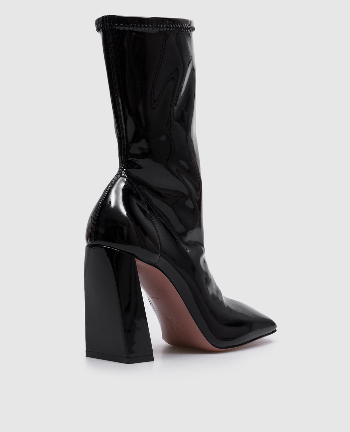 

Black patent leather Marine Stretch ankle boots Amina Muaddi