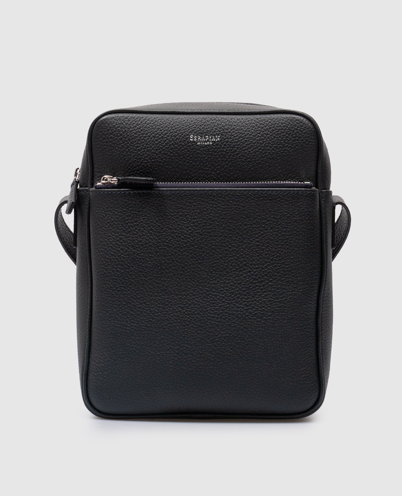 

Blue leather bag with logo print Serapian