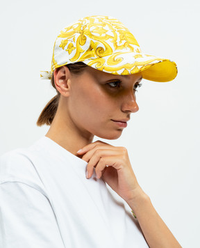 Dolce&Gabbana White Majolica print cap with logo patch FH646AFPFSH