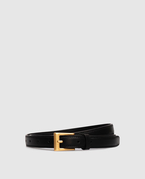 Babe Pay Pls Black leather belt with gold buckle 0C001