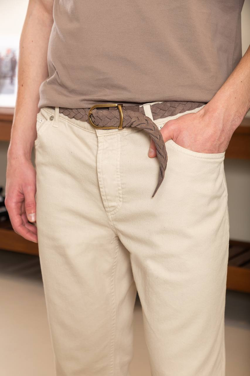 

Gray suede belt with weaving Brunello Cucinelli, Brown