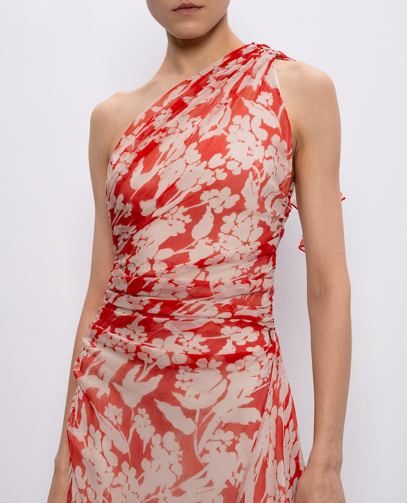 

Red one-shoulder silk dress Victoria Beckham