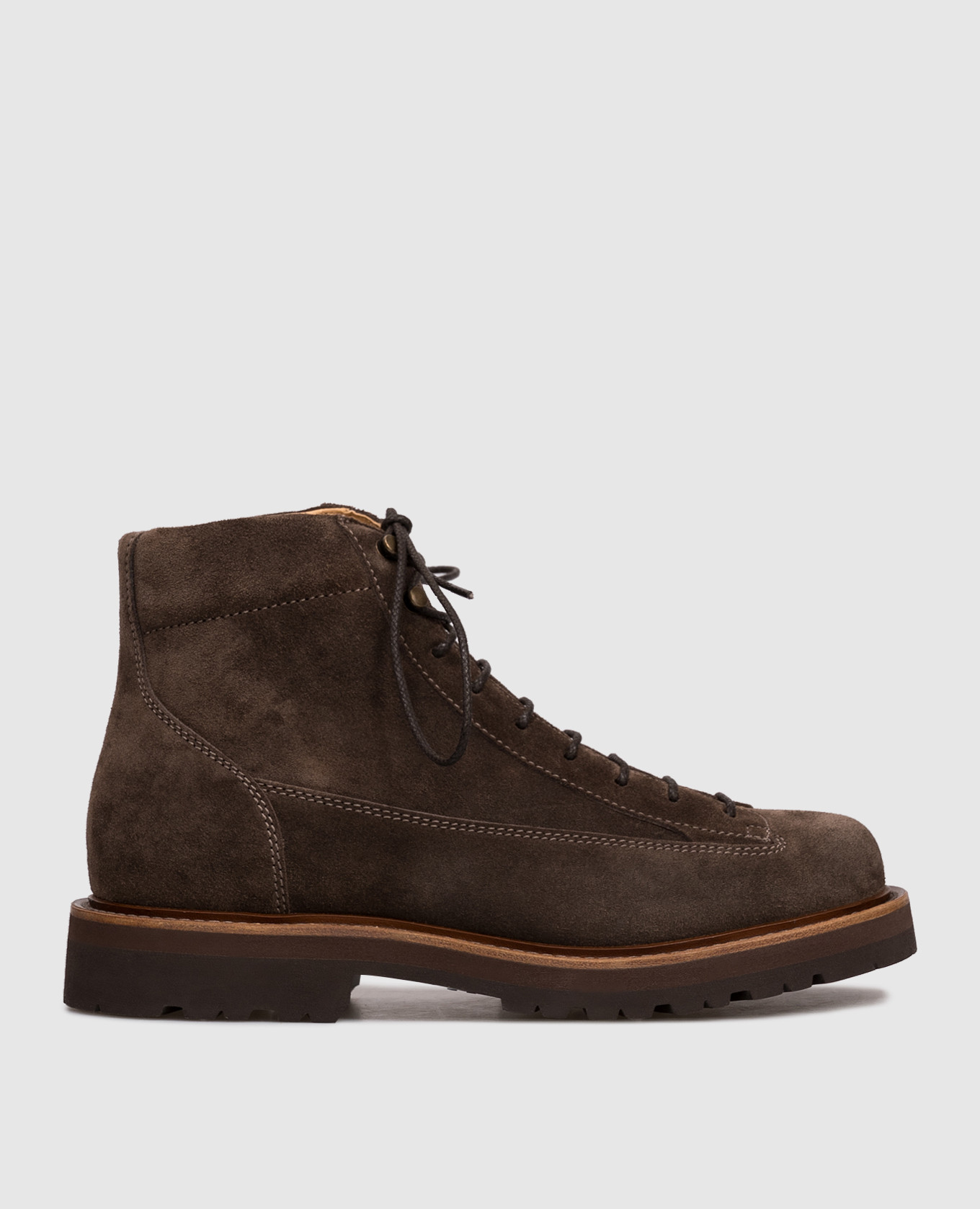 Brown suede boots with logo Brunello Cucinelli
