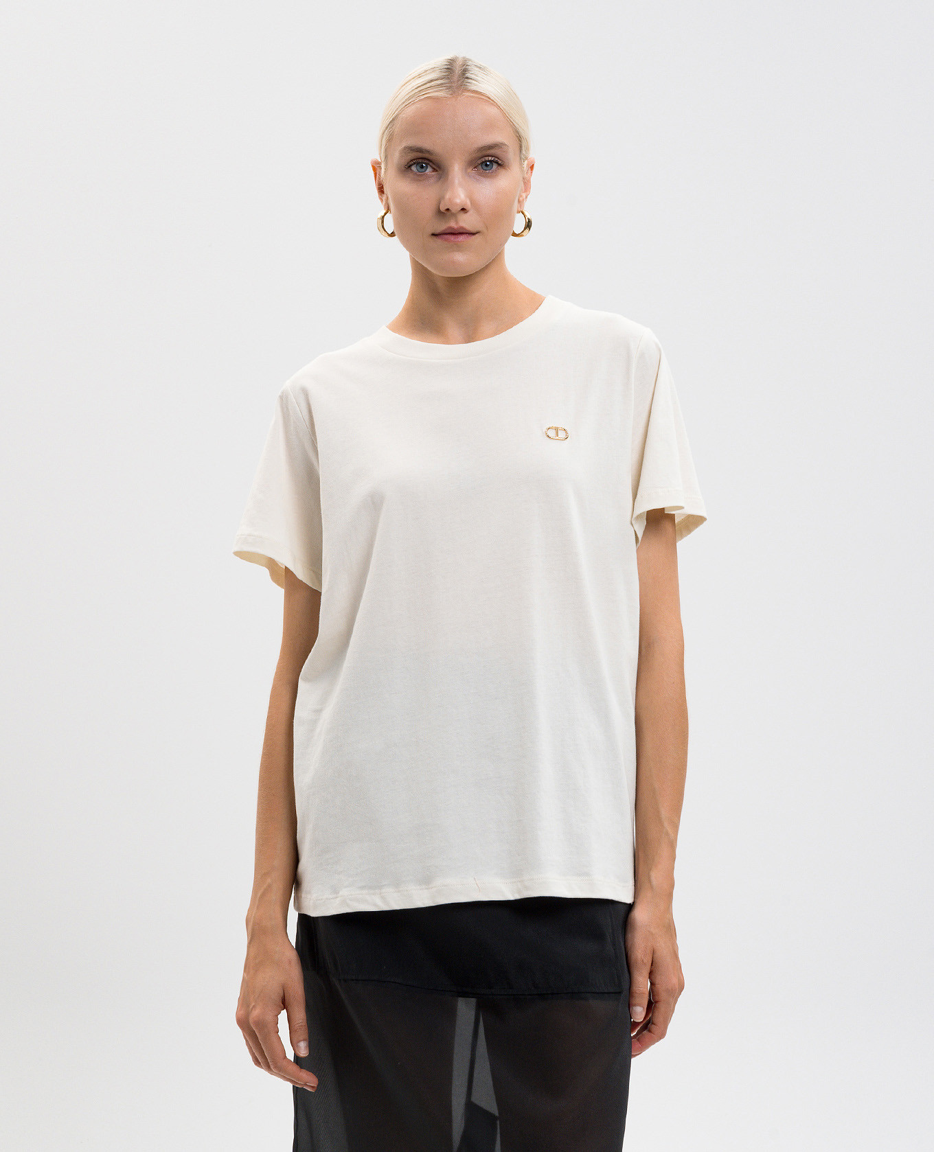 

Beige T-shirt with logo Twinset