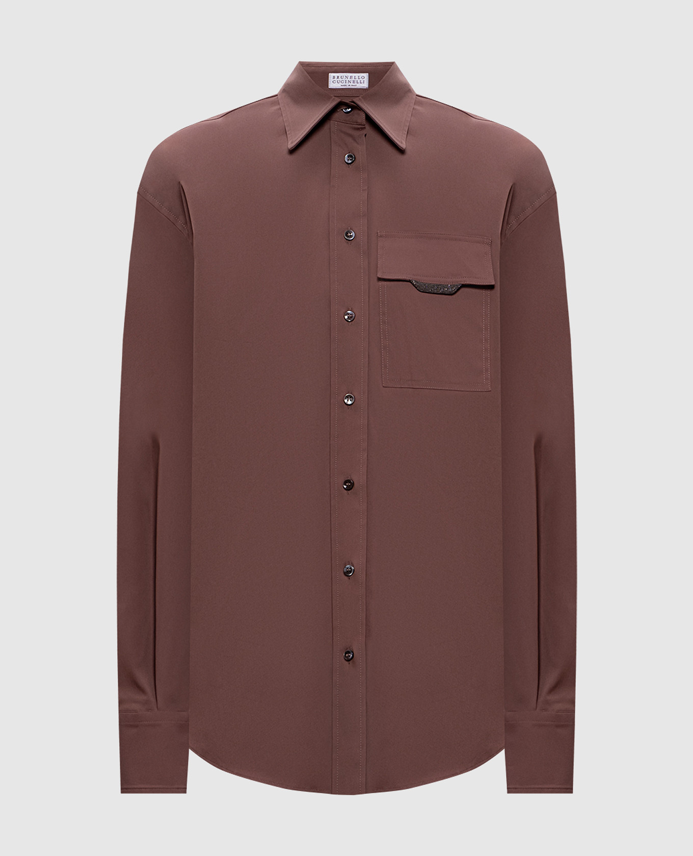 Brown shirt with monil chain Brunello Cucinelli
