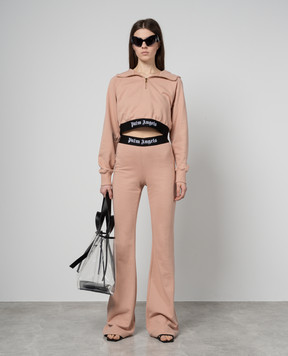 Palm Angels Pink flared pants with a logo pattern PWCH017S24FLE001