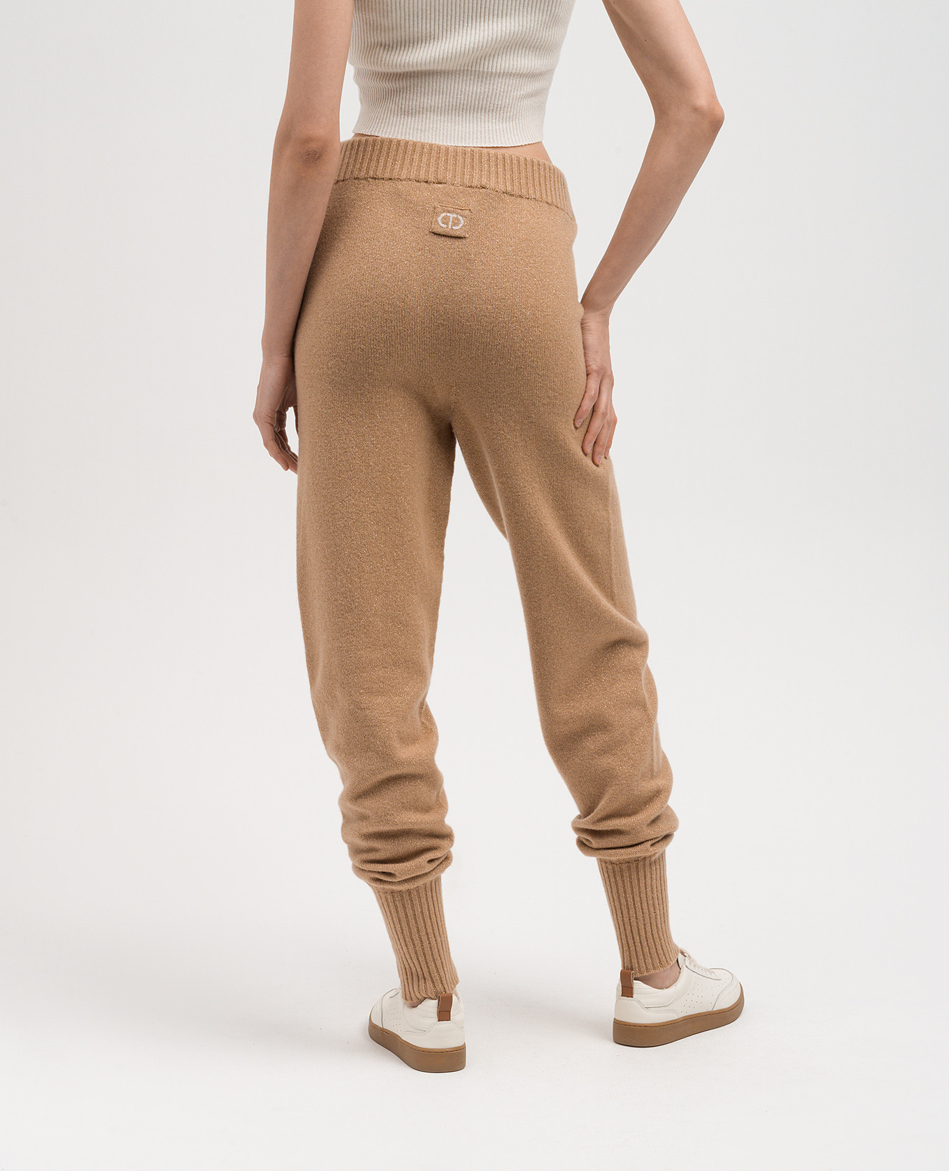 

Brown wool and cashmere joggers with lurex Twinset