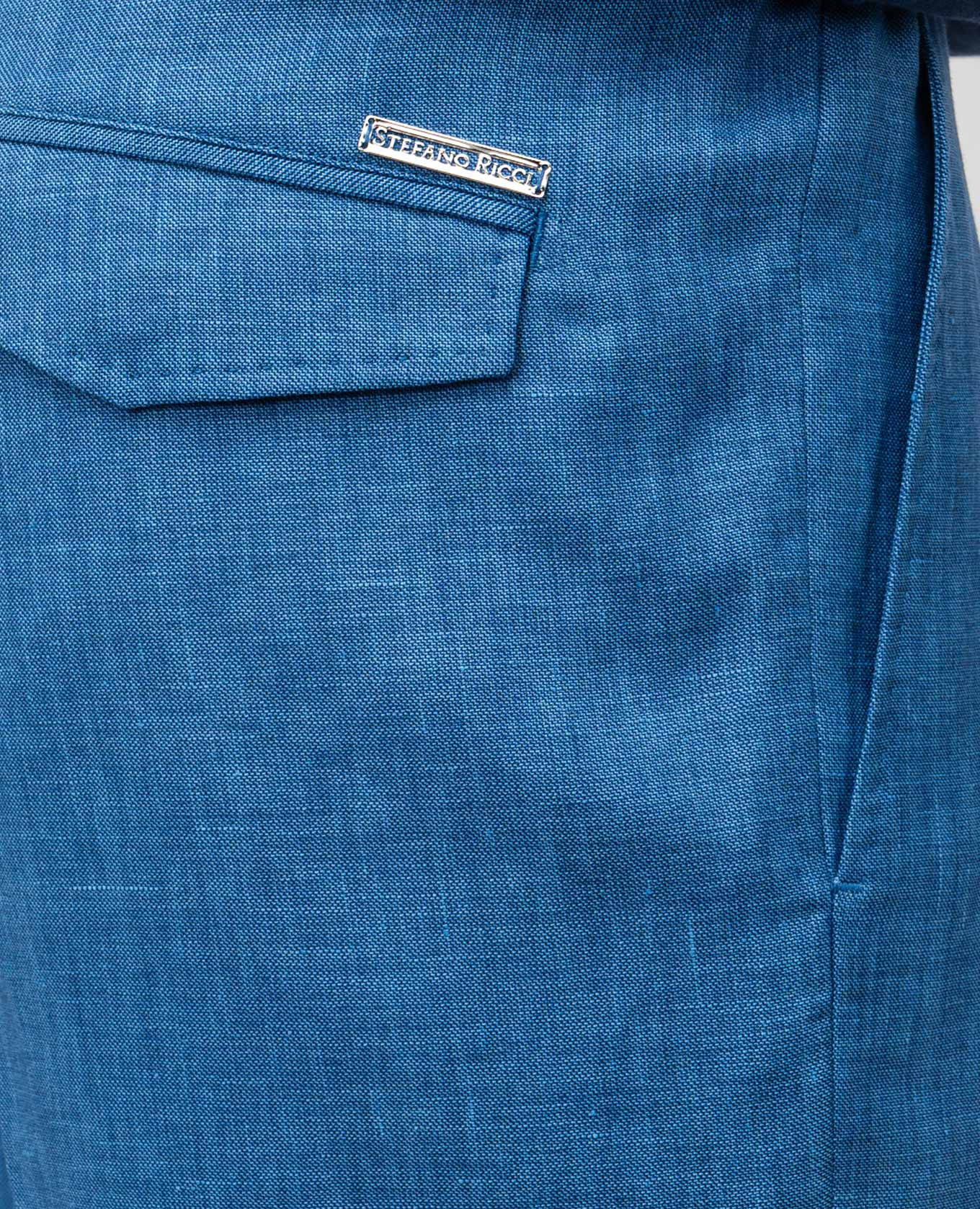 

Blue linen, wool and silk shorts with logo Stefano Ricci