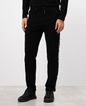 Moncler Black sweatpants with a branded ribbon J20918H00019V8183