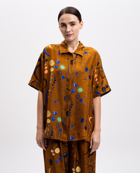 Asceno Brown printed silk Montauk blouse T055F04C436