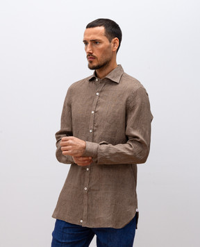 ISAIA Brown linen shirt 008358C9769