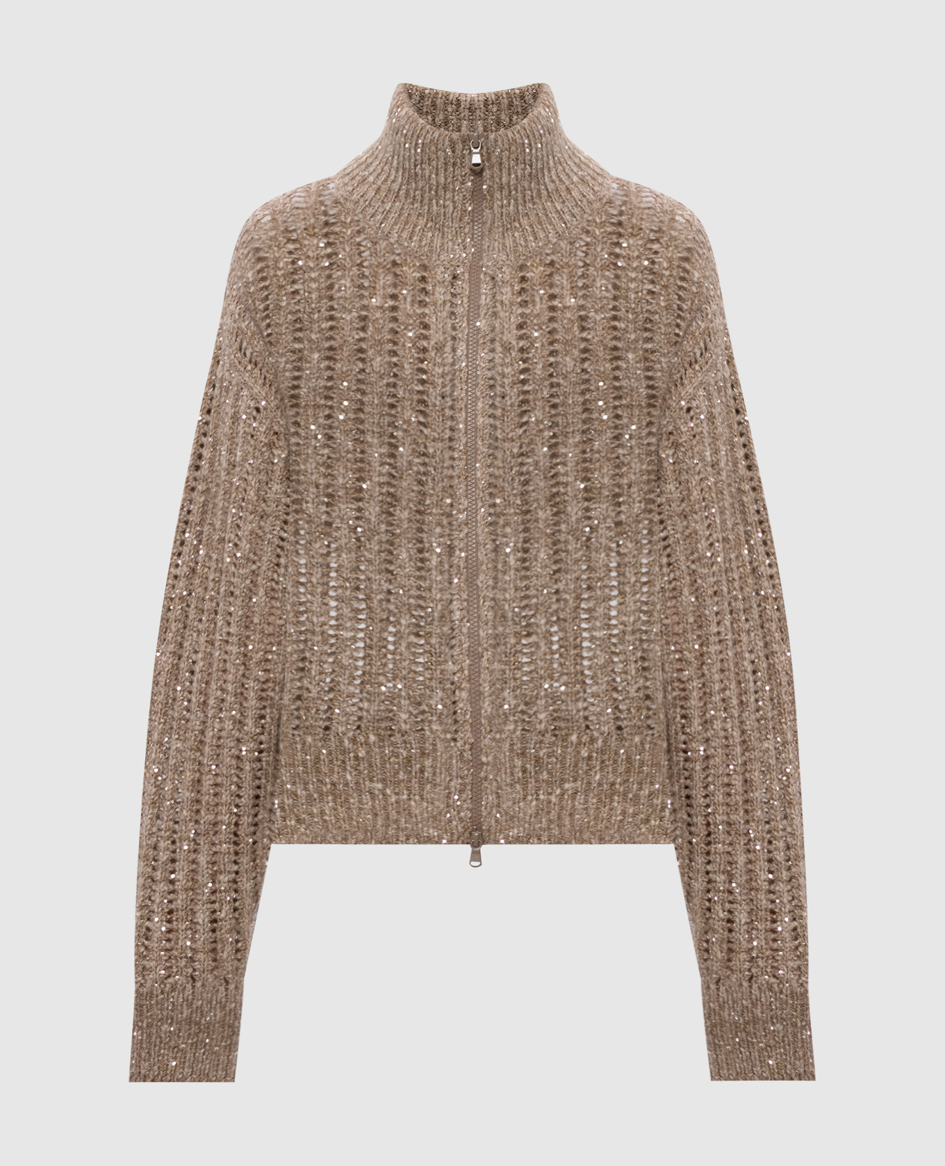 

Beige wool and cashmere cardigan with sequins Brunello Cucinelli