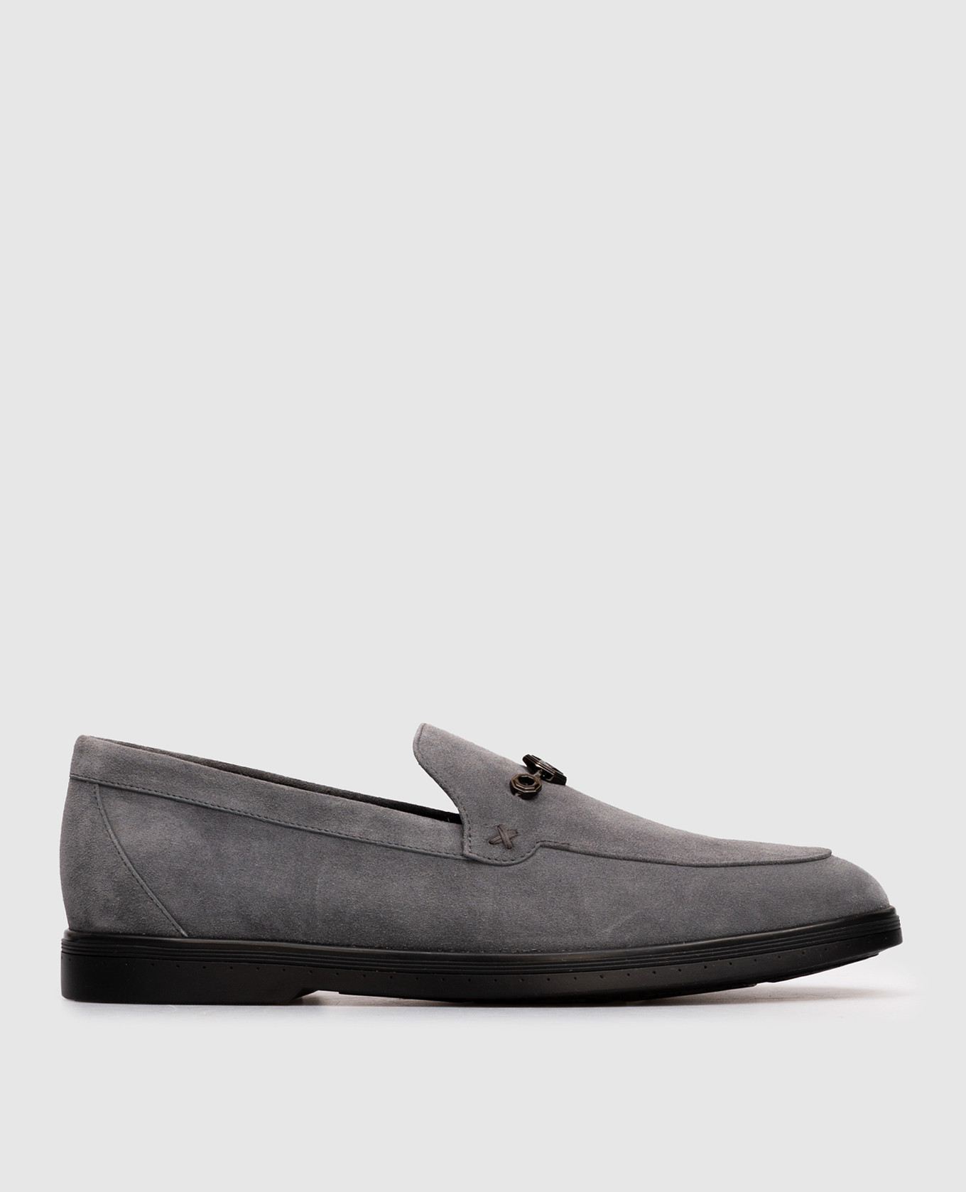 Grey suede loafers with eagle head emblem Stefano Ricci