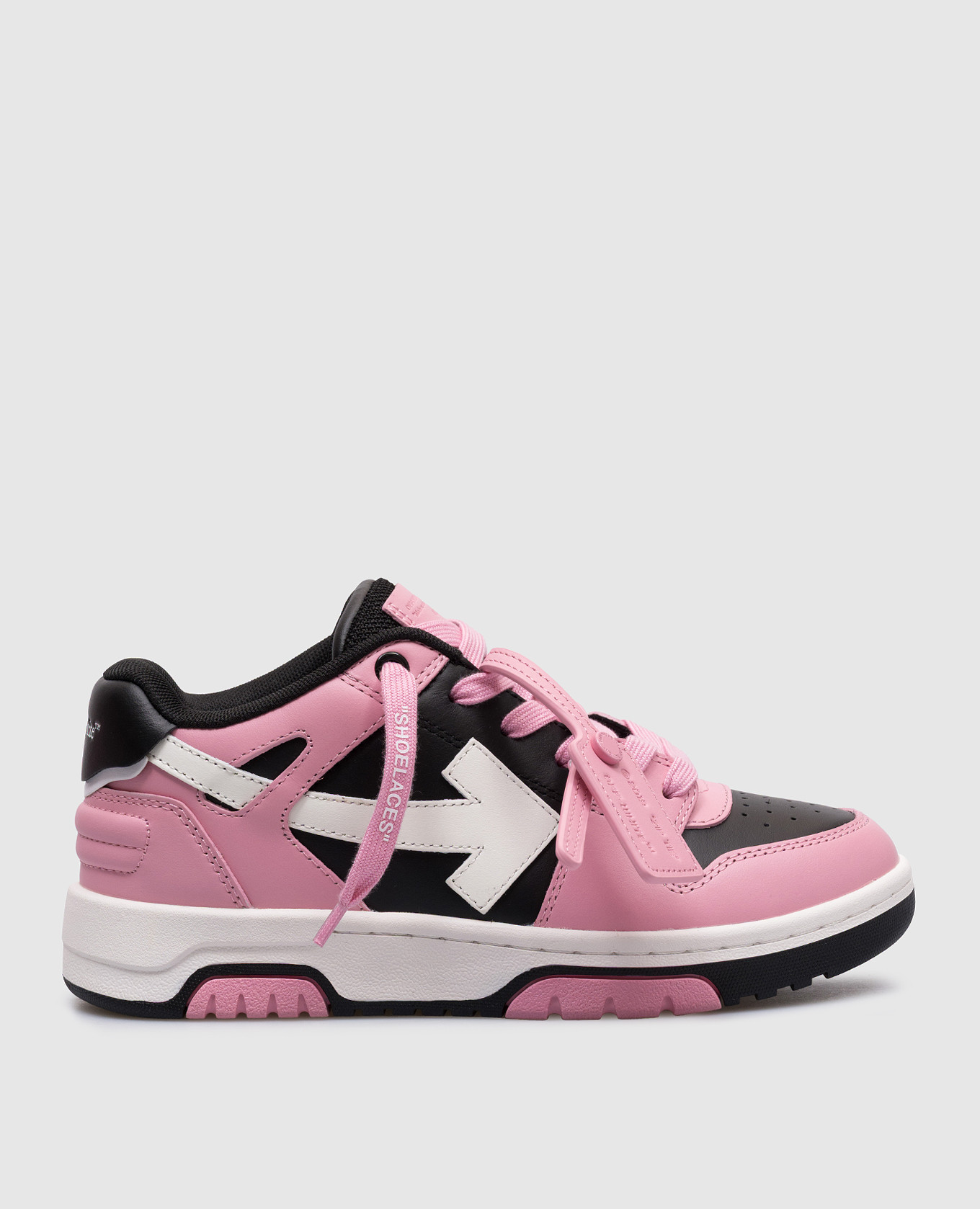 Children's pink leather out of office sneakers with a logo off-white