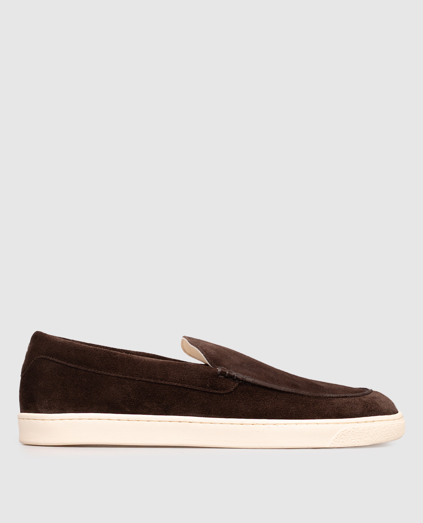 Brown suede slip-ons with emblem Brunello Cucinelli