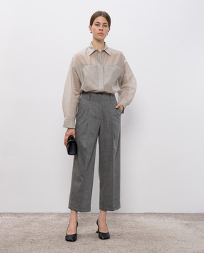 Peserico Grey wool and cashmere trousers with lapels P04579U03358