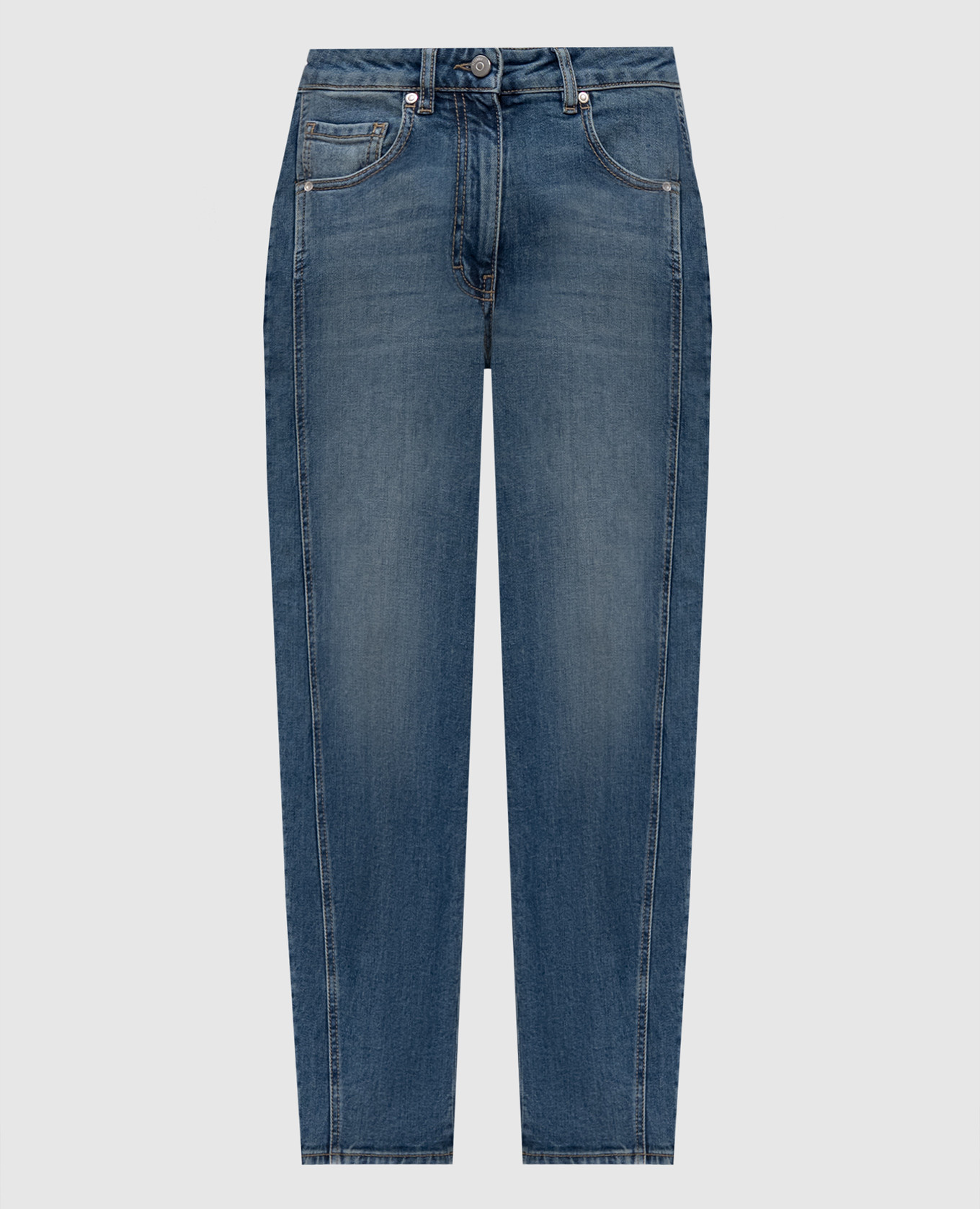 Blue mom jeans with logo patch Peserico