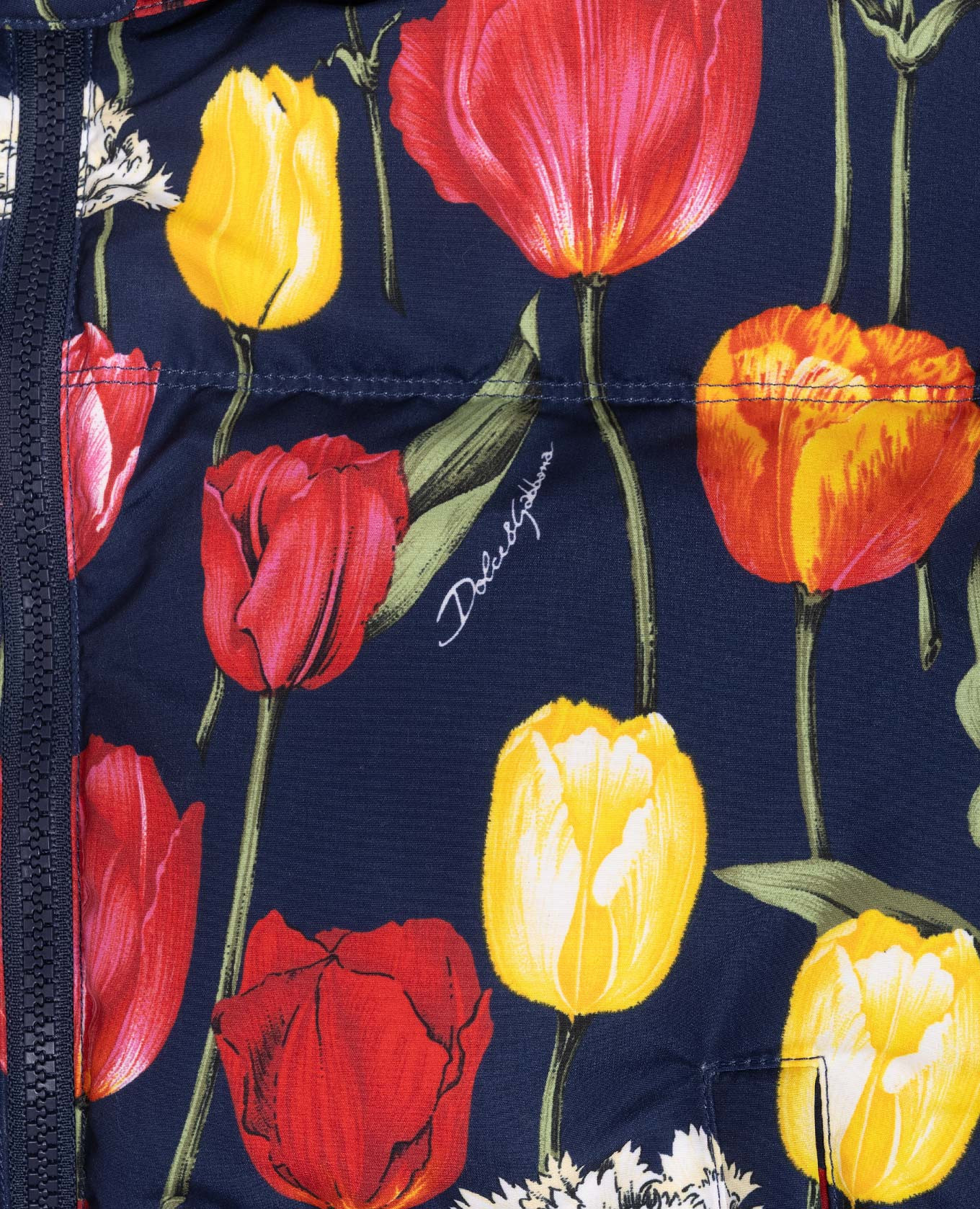 

Children's blue down jacket in a floral print Dolce&Gabbana