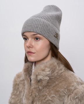 Ermanno Scervino Grey cashmere hat with monogram logo D475V301HCW