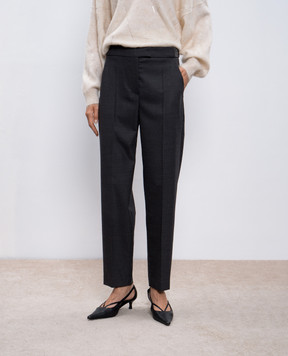 Brunello Cucinelli Gray wool trousers with monil chain MG912P8748