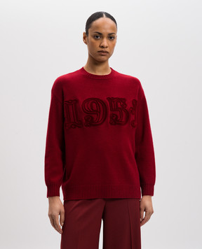 Max Mara FIDO red wool and cashmere jumper with textured branded pattern FIDO