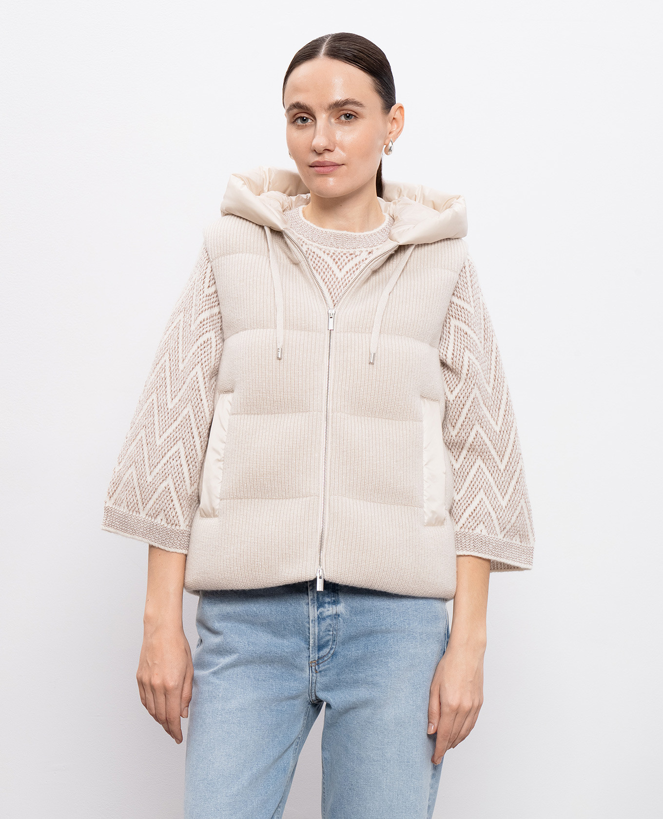 

Down vest with wool and cashmere Peserico, Beige