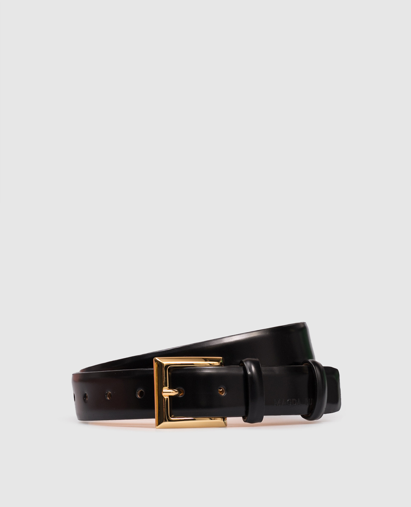 

Black leather belt with embossed logo Magda Butrym