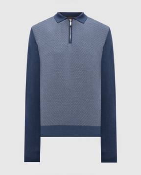 Doriani Cashmere Blue polo shirt made of wool, silk and cashmere in a pattern 18119ZEJ18ZIP79