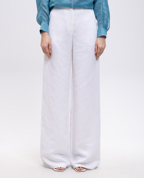Max Mara White VICARIO pants with linen VICARIO