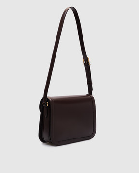 Valentino Brown glossy leather messenger bag with logo 7W2B0R15UHF