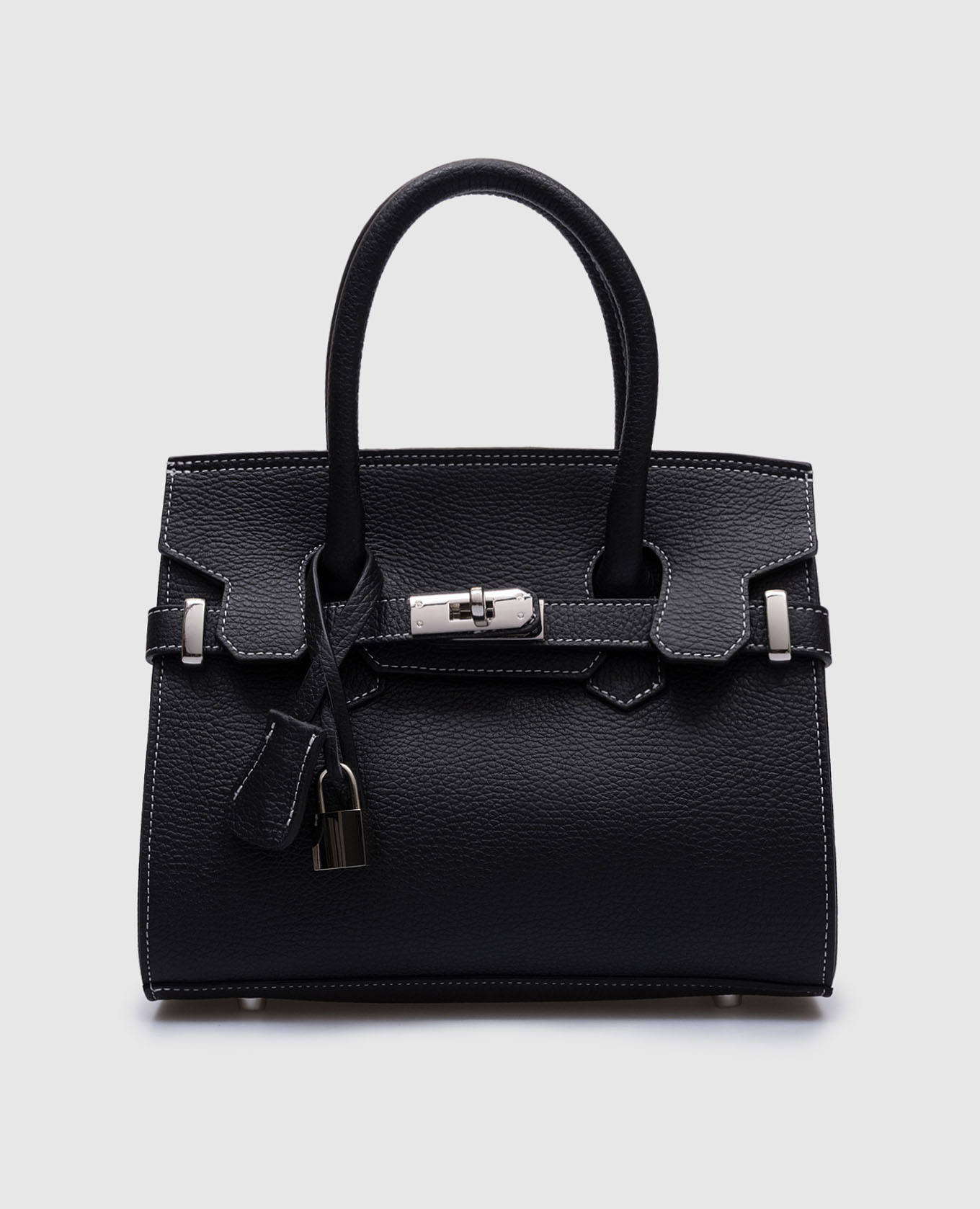 

Black leather satchel bag with straps Gianni Notaro, Черный